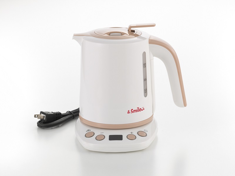 &smile　倒れてもこぼれにくい温度調整電気ケトル1.0L
