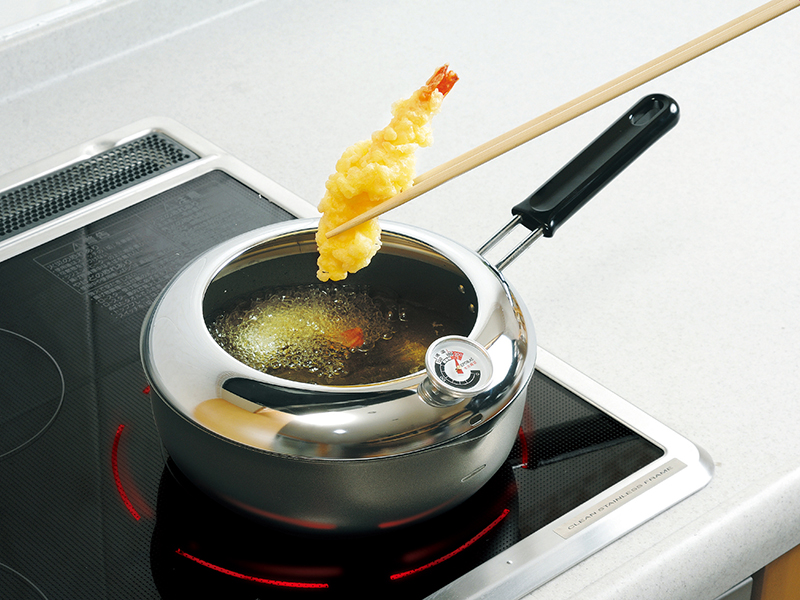 縁（えにし）　温度計付天ぷら鍋片手20cm