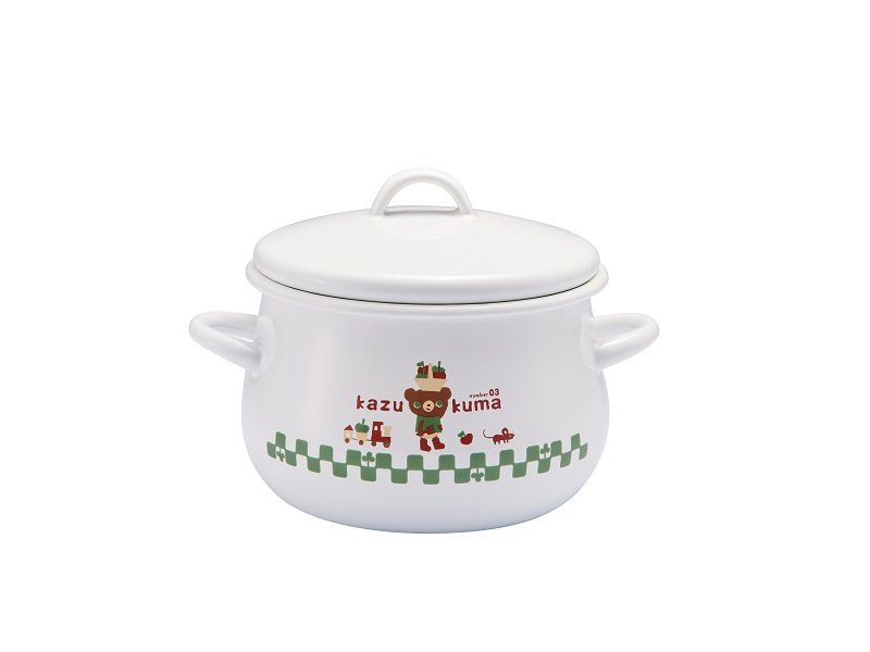 かずくま　ホーロー両手鍋16cm