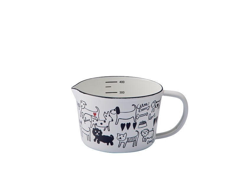 プルーン　ホーローメジャーカップ・Sモノトーンドッグ