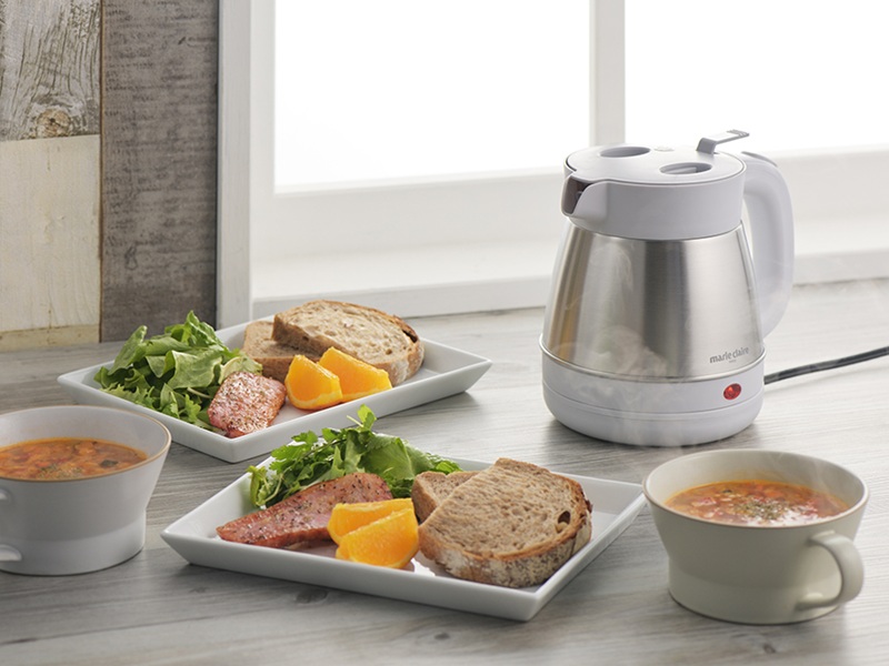 マリ・クレール こぼれにくいステンレス電気ケトル0.8L