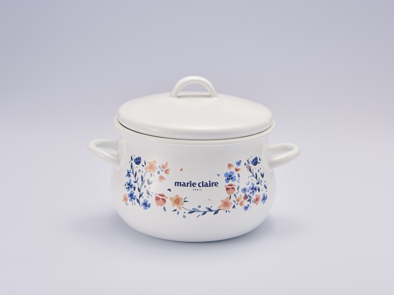 マリ・クレール fleurette　ホーロー両手鍋16cm