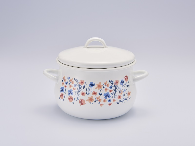 マリ・クレール fleurette　ホーロー両手鍋16cm