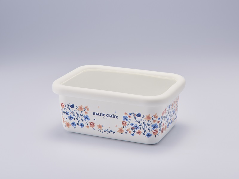 マリ・クレール fleurette　ホーローレクタングルストッカー・M