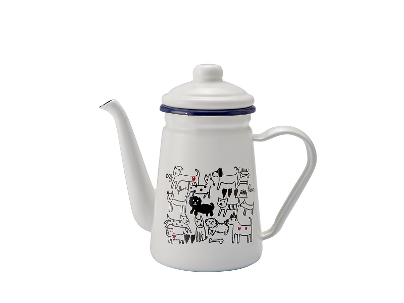 プルーン　ホーローカフェポットモノトーンドッグ