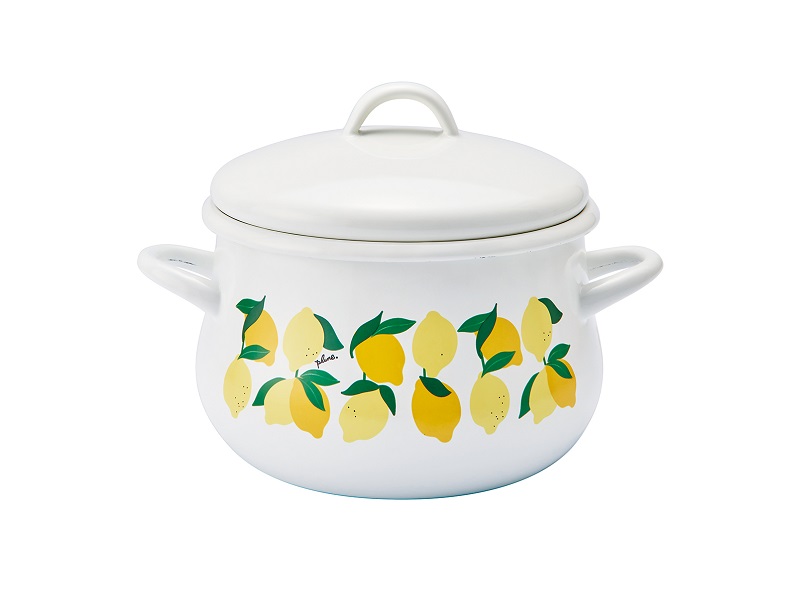 プルーン　ホーロー両手鍋16cm レモン