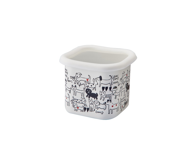 プルーン　ホーローキューブストッカー・Sモノトーンドッグ