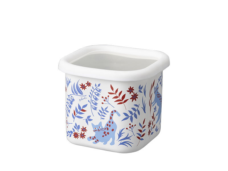 プルーン　ホーローキューブストッカー・Sねこねこ