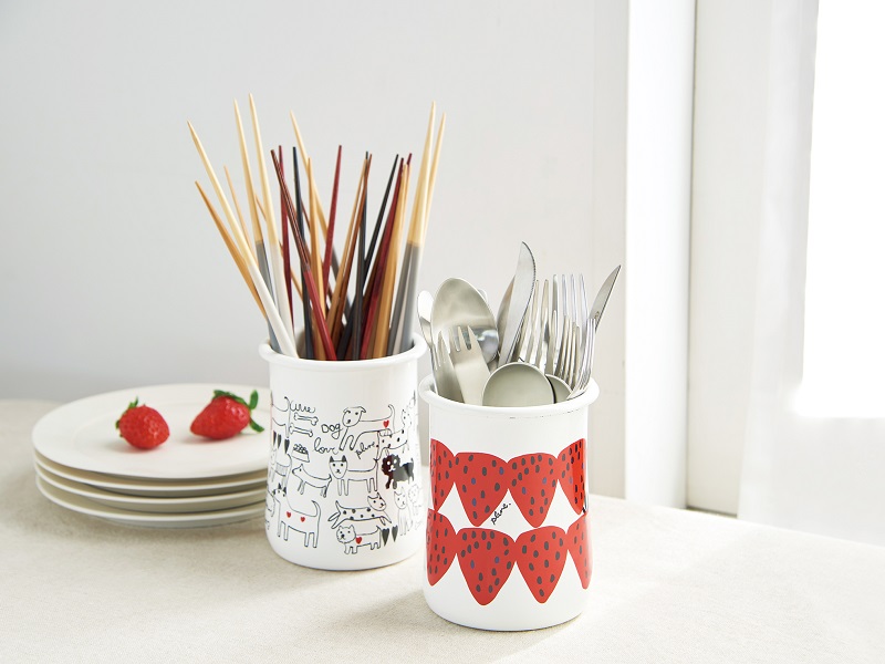 プルーン　ホーローカトラリースタンドモノトーンドッグ