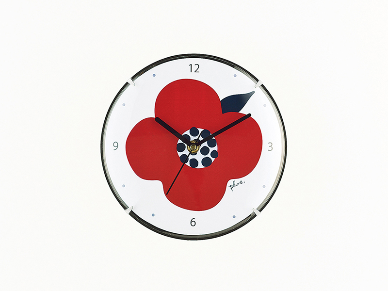 プルーン　掛け置き兼用時計（赤いお花）