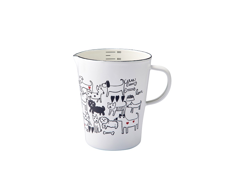 プルーン　ホーローメジャーカップ・Lモノトーンドッグ