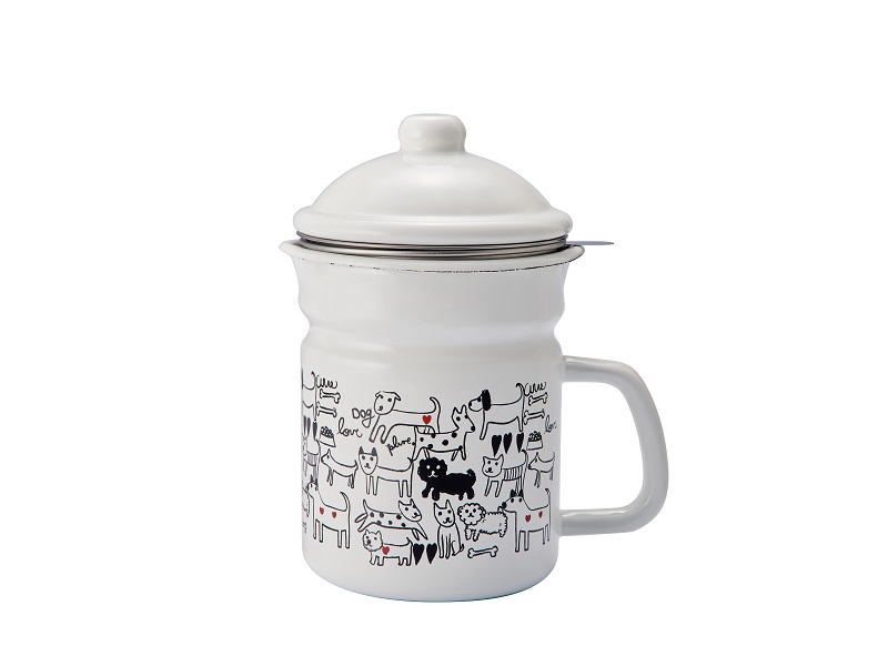 プルーン　ホーローオイルポットモノトーンドッグ