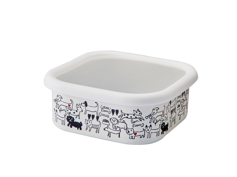 プルーン　ホーロースクエアストッカー・Lモノトーンドッグ