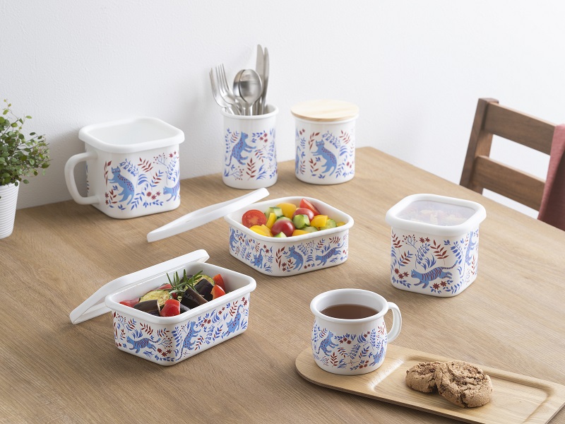 プルーン　ホーロースクエアストッカー・Lねこねこ