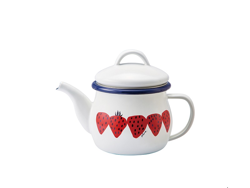 プルーン　ホーローティーポット(茶こし付)あかいちご
