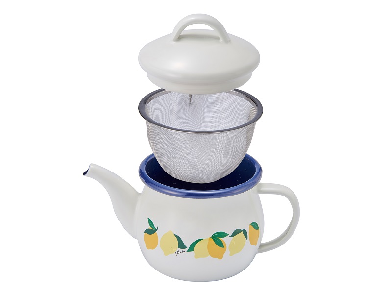 プルーン　ホーローティーポット(茶こし付)レモン