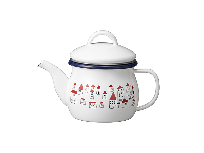 プルーン　ホーローティーポット(茶こし付)akaiyaneno