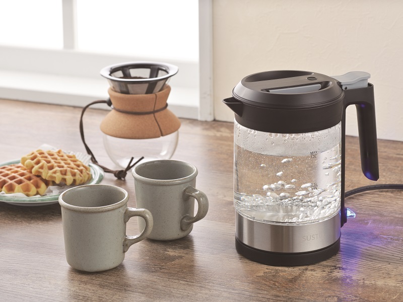 サスティア こぼれにくいガラス電気ケトル1.0L