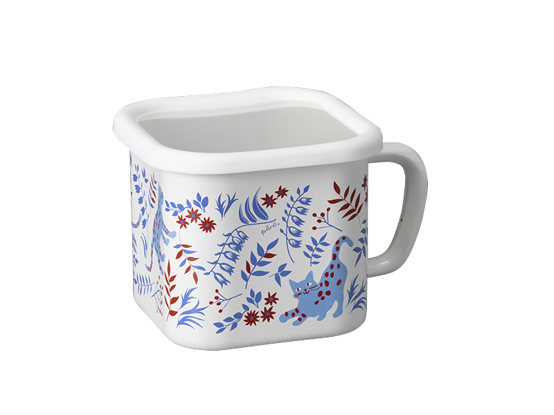 プルーン　ホーローマルチスクエアポットねこねこ